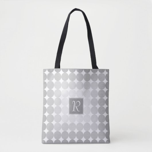 Tote Bag Monogramme Cercles Gris Moderne (Devant)