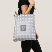 Tote Bag Monogramme Cercles Gris Moderne (De près)