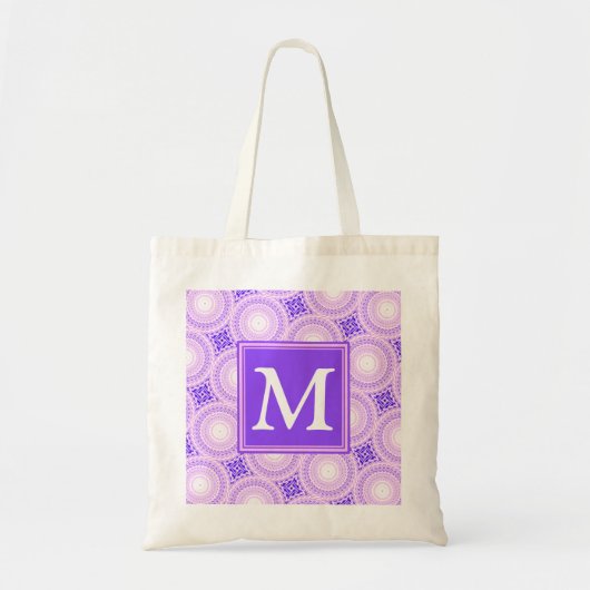 Tote Bag Monogramme cercles violets motif (Devant)