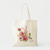 Tote Bag Monogramme Chic Lapin Floral Pâques (Devant)