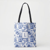 Tote Bag Monogramme Chinoiserie Bleu (Devant)