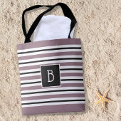 Tote Bag Monogramme clasique tendance violet noir blanc ray