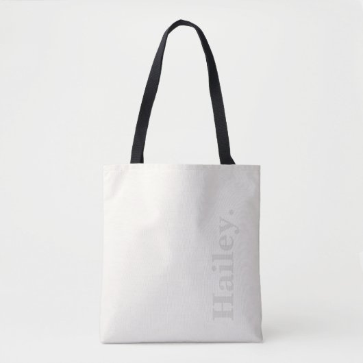 Tote Bag Monogramme Classic Élégant Minimal Ivory Blanc Nom (Devant)