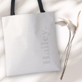 Tote Bag Monogramme Classic Élégant Minimal Ivory Blanc Nom