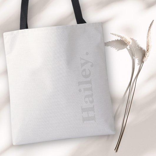 Tote Bag Monogramme Classic Élégant Minimal Ivory Blanc Nom