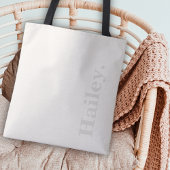 Tote Bag Monogramme Classic Élégant Minimal Ivory Blanc Nom