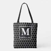 Tote Bag Monogramme Classic Serif BW Honeycomb (Dos)