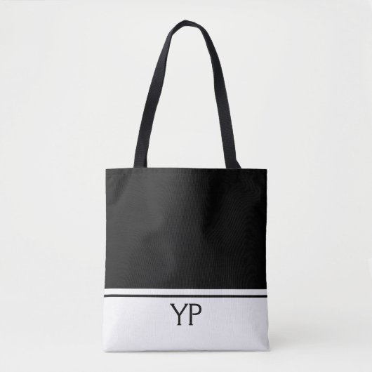 Tote Bag Monogramme classique des initiales en noir et blan (Devant)