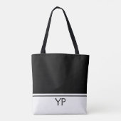 Tote Bag Monogramme classique des initiales en noir et blan (Dos)