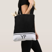 Tote Bag Monogramme classique des initiales en noir et blan (De près)