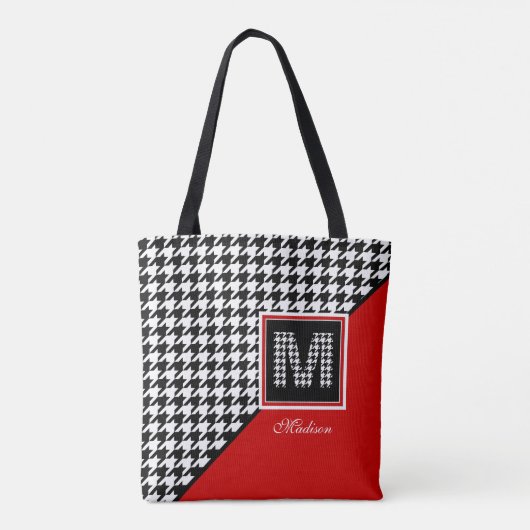 Tote Bag Monogramme classique en rouge noir blanc (Dos)