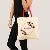 Tote Bag Monogramme classique floral bourguignon moderne (Devant (produit))