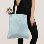 Tote Bag Monogramme Classique Rayure Menthe Bleue (De près)