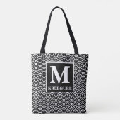 Tote Bag Monogramme classique serif BW Vintage Waves (Dos)
