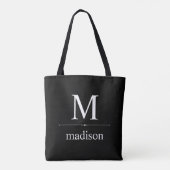 Tote Bag Monogramme classique simple en noir et blanc (Dos)
