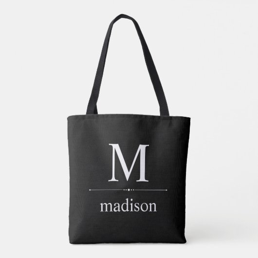 Tote Bag Monogramme classique simple en noir et blanc (Dos)