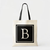 Tote Bag Monogramme classique simple | Texte noir et blanc (Devant)