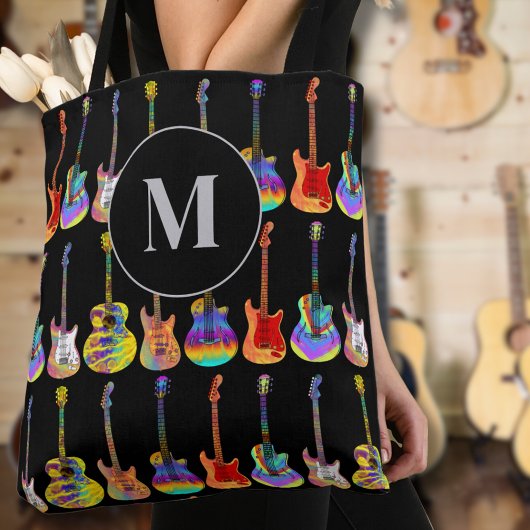 Tote Bag Monogramme Coloré de Guitare