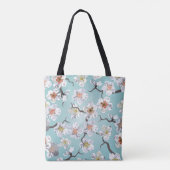 Tote Bag Monogramme coloré en fleurs de cerisier blanc (Dos)