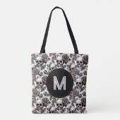 Tote Bag Monogramme Crâne floral Noir Blanc Halloween (Dos)