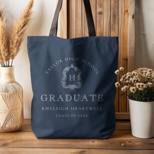 Tote Bag Monogramme Crête Bleu Nuit Blanc Remise des diplôm
