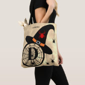 Tote Bag Monogramme D Halloween Sky Witch Ariders Nom (De près)