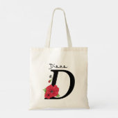 Tote Bag Monogramme D, lettre D, fleurs, monogramme (Dos)