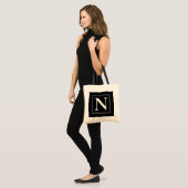 Tote Bag Monogramme d'affaires noir et blanc (Devant (modèle))