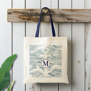 Tote Bag Monogramme d'ancre Navy et Blanc