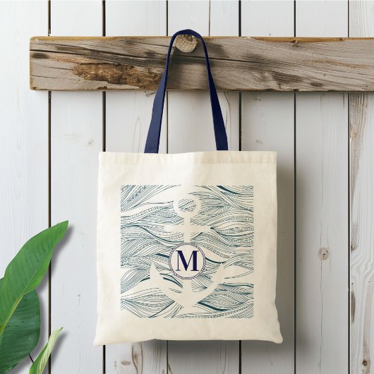 Tote Bag Monogramme d'ancre Navy et Blanc