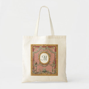 Tote Bag Monogramme dans un style très fleuri encadré,