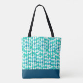Tote Bag Monogramme d'aquarelle bleu et aqua Abstrait (Dos)