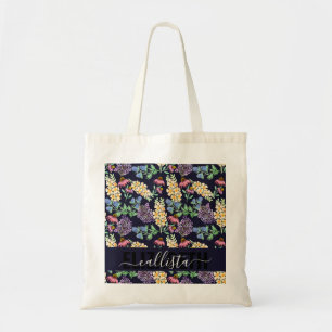 Tote Bag Monogramme d'aquarelle florale des Fleurs sauvages