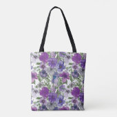Tote Bag Monogramme d'aquarelle Vintage violet rustique (Dos)