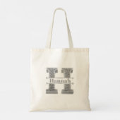 Tote Bag Monogramme d'argent initial H personnalisé Votre n (Dos)
