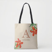 Tote Bag Monogramme d'art floral de la Lily orange d'aquare (Devant)