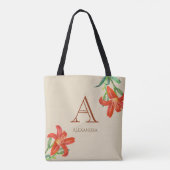 Tote Bag Monogramme d'art floral de la Lily orange d'aquare (Dos)