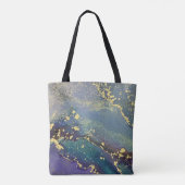 Tote Bag Monogramme d'art liquide violet, Turquoise et or (Dos)
