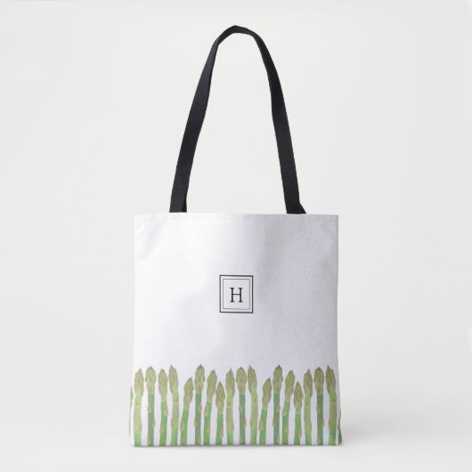 Tote Bag Monogramme d'Asperges vertes fraîches (Devant)