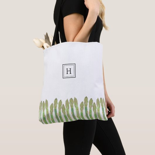 Tote Bag Monogramme d'Asperges vertes fraîches (De près)