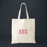 Tote Bag Monogramme de 3 lettres en rose empilée<br><div class="desc">Couleur double couche de monogramme rose vif et rose vif et rose vif. Un monogramme rose avec une ombre de chute rose chaud. Vous pouvez augmenter la taille de police si vous le souhaitez.</div>