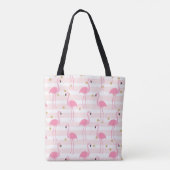 Tote Bag Monogramme de bande de Flamant rose rose tropicale (Dos)