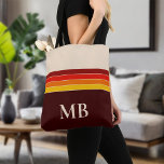 Tote Bag Monogramme de bandes rétro<br><div class="desc">Sac fourre-tout Monogramme Retro Stripes Créez votre propre sac personnalisé avec des initiales de nom personnalisées</div>