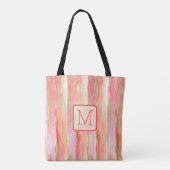 Tote Bag Monogramme de bloc de couleur orange à large rayur (Dos)