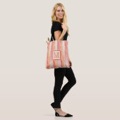 Tote Bag Monogramme de bloc de couleur orange à large rayur (Sur le modèle)