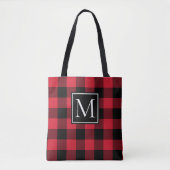 Tote Bag Monogramme de buffle rouge et noir (Devant)