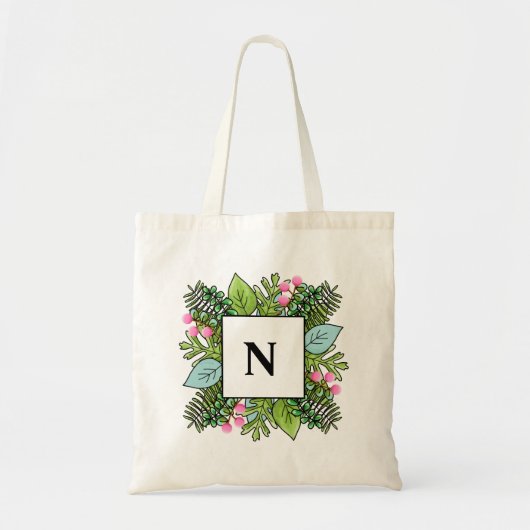 Tote Bag Monogramme de cadre tropical Fourre-tout (Devant)
