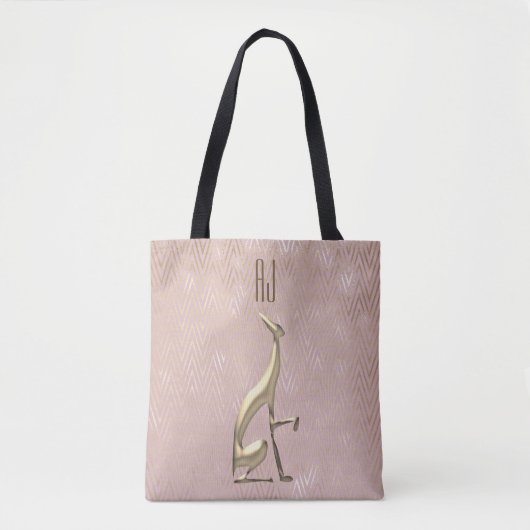Tote Bag Monogramme de chien d'or Rose Sparkle (Devant)