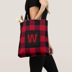 Tote Bag Monogramme de contrôle de Buffalo rouge et noir