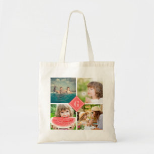 Tote Bag Monogramme de corail Instagram Photo Collage